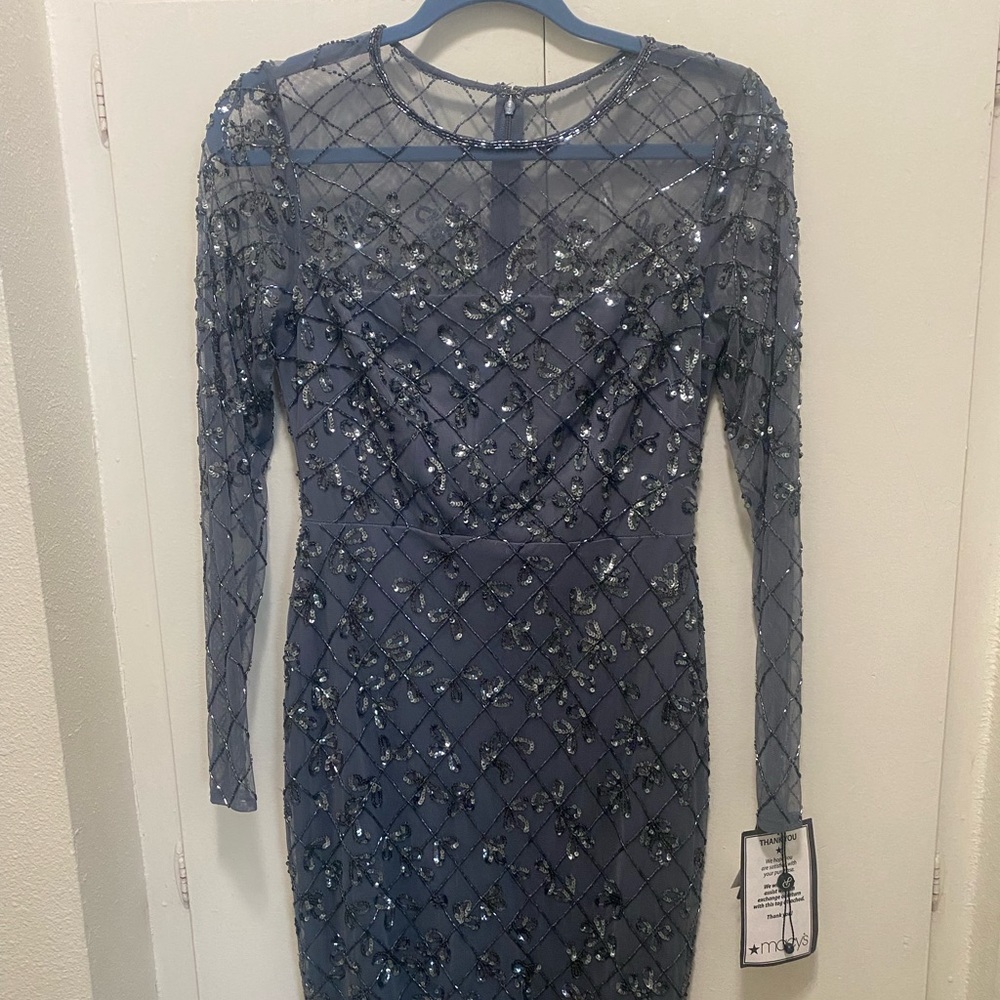 Adrianna Papell dress is size 2, dusty blue color, and come with tags.